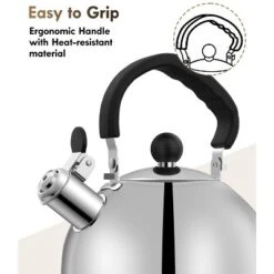 Itopfox Stainless Steel Tea Kettle For Stove Top With Efficient Heating, Audible Whistle & Safe Handle - 2 Quart Camping Kettle -Household Kettle Shop GUEST 50cd8fa6 b072 4e4f 8a56 d105d93b69da