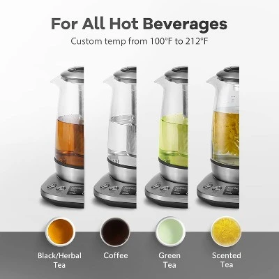 Mecity Electric Tea Kettle - 1.7L Glass, Temp Control, Preset Programs, Removable Infuser, 1200W 6 Mecity Electric Tea Kettle - 1.7L Glass, Temp Control, Preset Programs, Removable Infuser, 1200W - Image 4