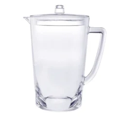 Gulches 2.75 Quarts Oval Halo Design Unbreakable Plastic Water Pitcher With Lid - BPA Free, Ideal For Drinks & Juices, With Spout,Clear -Household Kettle Shop GUEST 51be3319 909e 4d2c b6ac 1023e2d286db