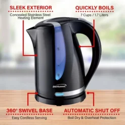 Brentwood 1,100-Watt Cordless Electric Kettle With Concealed Stainless Steel Heating Element, 360° Base, Auto Shutoff, And Boil-Dry Protection -Household Kettle Shop GUEST 53d3c22c b4e4 49f2 87cb e68a4b2f590a