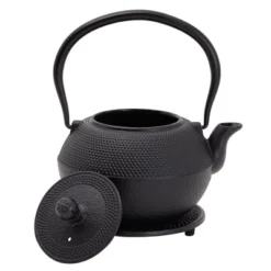 Juvale Black Cast Iron Teapot Tea Kettle Set With 2 Cups, Contemporary Trivet Dutch Hobnail, 1200 ML -Household Kettle Shop GUEST 545d7bb0 c408 42a2 87f7 1209cda41b97