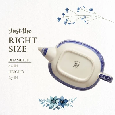 Spode Blue Italian Teapot With Infuser - 40 Oz Countryside-Inspired Ceramic Teaware For Afternoon Tea, Earthenware Brunch Tableware 8 Spode Blue Italian Teapot With Infuser - 40 Oz Countryside-Inspired Ceramic Teaware For Afternoon Tea, Earthenware Brunch Tableware - Image 6