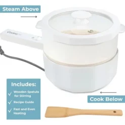 Multi Function Hot Pot Cooker 1.5L- Electric 3 In 1 Nonstick Machine Acts As Ricer Cooker, Dumpling Steamer Or Stir Fry Maker- Mini Portable For Rapid -Household Kettle Shop GUEST 595ae09e 1f35 4bc8 a154 b90306707fa7