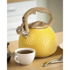 Itopfox Stovetop Teapot With Loud Whistle, Food Grade Stainless Steel And Smooth Wood Handle, Elegant Yellow Design For Tea, Coffee, Hiking, Picnic -Household Kettle Shop GUEST 60cd2358 91ac 4a62 b9d7 a18a1042ac0d
