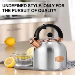 Itopfox Whistling Tea Kettle With Ergonomic Handle - Premium Stainless Steel Stovetop Teapot, Vintage Design With Composite Base, Compatible Silver -Household Kettle Shop GUEST 611b36b8 39f7 47cd 99dc df2a808ada05