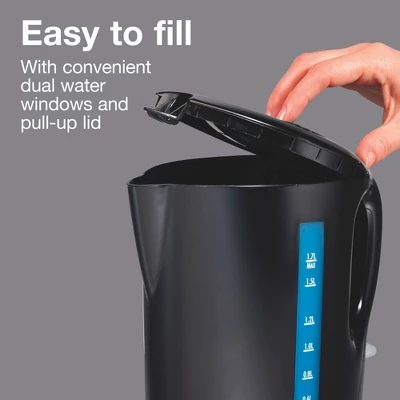 Proctor-Silex 1.7 Lt Cordless Electric Kettle - 41002PS: Black Water Heater Kettle, 1500W Hot Pot, Plastic Tea Maker 6 Proctor-Silex 1.7 Lt Cordless Electric Kettle - 41002PS: Black Water Heater Kettle, 1500W Hot Pot, Plastic Tea Maker - Image 4