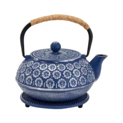 Juvale Set Of 6 Blue Cast Iron Floral Teapot Kettle Set, Japanese Tea Pot With Infuser, Trivet & 4 Teacups, 32 Oz 16 Juvale Set Of 6 Blue Cast Iron Floral Teapot Kettle Set, Japanese Tea Pot With Infuser, Trivet & 4 Teacups, 32 Oz -Household Kettle Shop GUEST 6d6ce728 a799 4074 91cd 9e239501bd2a