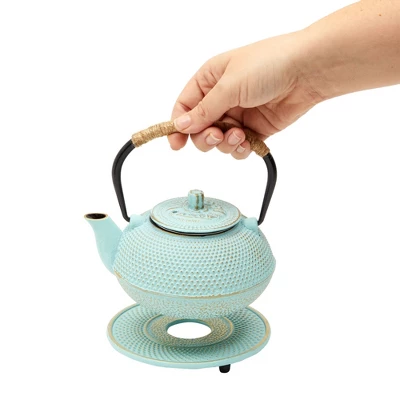 Juvale Cast Iron Teapot With Infuser - Japanese Tea Kettle, Loose Leaf Tetsubin With Trivet (Green, 3 Pcs, Holds 18 Oz,500 Ml) 4 Juvale Cast Iron Teapot With Infuser - Japanese Tea Kettle, Loose Leaf Tetsubin With Trivet (Green, 3 Pcs, Holds 18 Oz,500 Ml) - Image 2