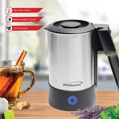 Brentwood KT-1506S 1000-Watt 20-Oz. Dual-Voltage Stainless Steel Electric Travel Kettle, Automatic Shutoff In Silver 12 Brentwood KT-1506S 1000-Watt 20-Oz. Dual-Voltage Stainless Steel Electric Travel Kettle, Automatic Shutoff In Silver - Image 10