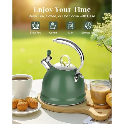 Itopfox Harriet Tea Kettle Stovetop, 2.5 Quart Whistling Stainless Steel Tea Pot With 3-Layer Base Unique Ergonomic Handle, Includes Pot Holder & Mat 8 Itopfox Harriet Tea Kettle Stovetop, 2.5 Quart Whistling Stainless Steel Tea Pot With 3-Layer Base Unique Ergonomic Handle, Includes Pot Holder & Mat - Image 6