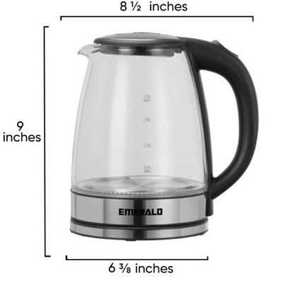 Emerald 1.8L Clear Glass Electric Kettle, Break Resistant, Rapid Boil, 1100W 4 Emerald 1.8L Clear Glass Electric Kettle, Break Resistant, Rapid Boil, 1100W - Image 2