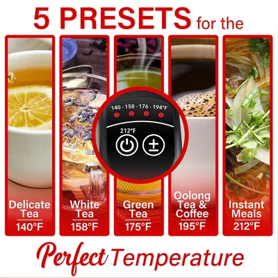 Brentwood 1500 Watt Stainless Steel 1.7 Liter Electric Kettle With 5 Temperature Presets In Silver 6 Brentwood 1500 Watt Stainless Steel 1.7 Liter Electric Kettle With 5 Temperature Presets In Silver - Image 4