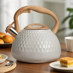 Itopfox Tea Kettle With Wood Pattern Handle, Loud Whistle, Food Grade Stainless Steel, Anti-Hot Handle, Rust-Resistant, Suitable For All Heat Sources