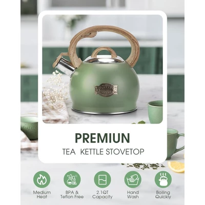 Itopfox Stovetop Whistling Tea Kettle, 2.1 Quart Stainless Steel Teapot With Heat-Resistant Handle, Compatible With All Stoves 3 Itopfox Stovetop Whistling Tea Kettle, 2.1 Quart Stainless Steel Teapot With Heat-Resistant Handle, Compatible With All Stoves