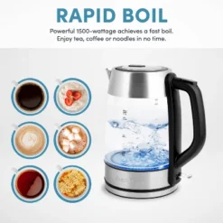 Aroma 1.7L Glass Electric Kettle: Stainless Steel Lid, Automatic Shut-Off, Ergonomic Handle, 1500W, Clear 16 Aroma 1.7L Glass Electric Kettle: Stainless Steel Lid, Automatic Shut-Off, Ergonomic Handle, 1500W, Clear -Household Kettle Shop GUEST 762bd81d 37b7 4af5 b5c0 01976931f653