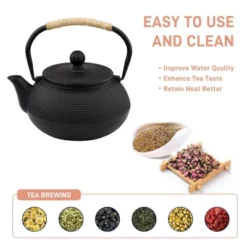 Itopfox Small Cast Iron Teapot With Stainless Steel Infuser For Loose Leaf Tea & Coffee, Stovetop Safe, Enamel Interior, Japanese Style, Black -Household Kettle Shop GUEST 77d23370 8c52 47e2 ac68 48b4b40d4f32
