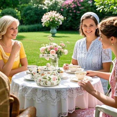 Itopfox Vintage Enamel Tea Kettle, Green Floral Steel Teapot With Cool Touch Porcelain Handle For Stovetop, Home Kitchen Decor, Gift For Housewarming 7 Itopfox Vintage Enamel Tea Kettle, Green Floral Steel Teapot With Cool Touch Porcelain Handle For Stovetop, Home Kitchen Decor, Gift For Housewarming - Image 5