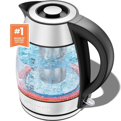 Chefman 1.8L Rapid-Boil Kettle With Keep Warm And Tea Infuser - Stainless Steel: Electric Water Boiler, 1500W, Silver 11 Chefman 1.8L Rapid-Boil Kettle With Keep Warm And Tea Infuser - Stainless Steel: Electric Water Boiler, 1500W, Silver - Image 9
