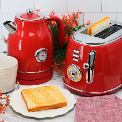 MegaChef 1.7 Liter Electric Tea Kettle & 2 Slice Toaster Combo In Red: Stainless Steel, Cordless, BPA-Free, 1500W 8 MegaChef 1.7 Liter Electric Tea Kettle & 2 Slice Toaster Combo In Red: Stainless Steel, Cordless, BPA-Free, 1500W - Image 6