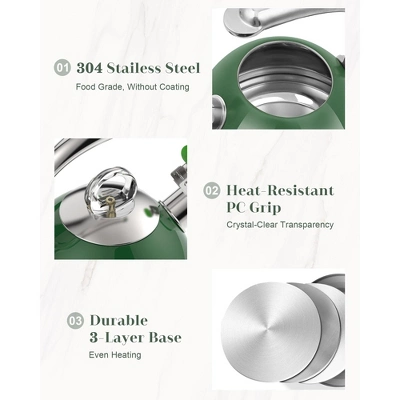 Itopfox Harriet Tea Kettle Stovetop, 2.5 Quart Whistling Stainless Steel Tea Pot With 3-Layer Base Unique Ergonomic Handle, Includes Pot Holder & Mat 6 Itopfox Harriet Tea Kettle Stovetop, 2.5 Quart Whistling Stainless Steel Tea Pot With 3-Layer Base Unique Ergonomic Handle, Includes Pot Holder & Mat - Image 4