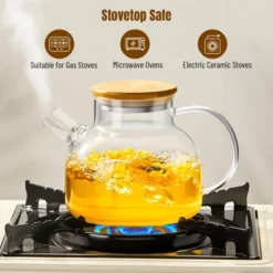 Itopfox Stovetop Safe Glass Teapot With Bamboo Lid And Removable Filter Spout, Clear Tea Kettle For Blooming And Loose Leaf Tea, Perfect For Camping -Household Kettle Shop GUEST 818f6dd6 7ec2 432b 8caf de6c7dc73a8c