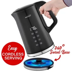 Brentwood 1,100-Watt 1.7-L Cordless Cool-Touch Digital Electric Kettle With Stainless Steel Interior, BTWKT2015DBK In Black -Household Kettle Shop GUEST 82f1fcca 6774 4280 9d40 fe61f78743f4
