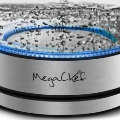 MegaChef 1.8L Electric Cordless Tea Kettle With Tea Infuser: Stainless Steel Hot Pot, Water Kettle, Blue Light, 1100W -Household Kettle Shop GUEST 83136b61 2f5e 4b20 a71e 6ee768449ae8