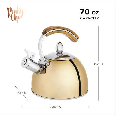 Pinky Up Presley Tea Kettle, Stainless Steel,70 Oz 4 Pinky Up Presley Tea Kettle, Stainless Steel,70 Oz - Image 2