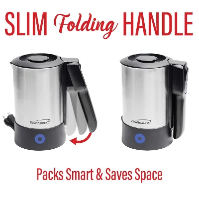 Brentwood KT-1506S 1000-Watt 20-Oz. Dual-Voltage Stainless Steel Electric Travel Kettle, Automatic Shutoff In Silver 5 Brentwood KT-1506S 1000-Watt 20-Oz. Dual-Voltage Stainless Steel Electric Travel Kettle, Automatic Shutoff In Silver - Image 3