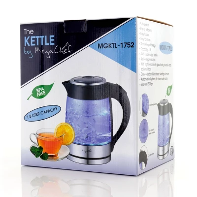 MegaChef 1.8L Electric Tea Kettle - Silver: Hot Pot, Water Boiler, 1100W, Glass & Stainless Steel, 360° Base, Auto Shut-Off 4 MegaChef 1.8L Electric Tea Kettle - Silver: Hot Pot, Water Boiler, 1100W, Glass & Stainless Steel, 360° Base, Auto Shut-Off - Image 2