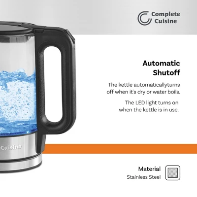 Complete Cuisine CC-EK-1000 Standard Electric Kettle, Electric Tea Kettle With Stainless-Steel Heating Element, 1.7 Liters 4 Complete Cuisine CC-EK-1000 Standard Electric Kettle, Electric Tea Kettle With Stainless-Steel Heating Element, 1.7 Liters - Image 2