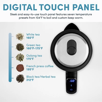 Aroma 1.7L Digital Programmable Kettle With Illumination: Borosilicate Glass, Automatic Shut-Off, Water Level Viewer 12 Aroma 1.7L Digital Programmable Kettle With Illumination: Borosilicate Glass, Automatic Shut-Off, Water Level Viewer - Image 10