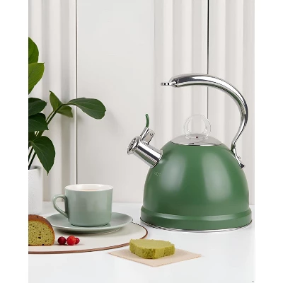 Itopfox Harriet Tea Kettle Stovetop, 2.5 Quart Whistling Stainless Steel Tea Pot With 3-Layer Base Unique Ergonomic Handle, Includes Pot Holder & Mat 3 Itopfox Harriet Tea Kettle Stovetop, 2.5 Quart Whistling Stainless Steel Tea Pot With 3-Layer Base Unique Ergonomic Handle, Includes Pot Holder & Mat