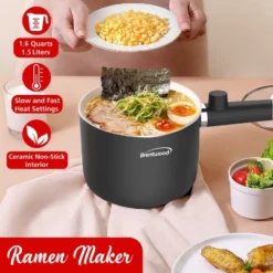 Brentwood 600-Watt 1.6-Qt. Multifunction Electric Hot Pot Cooker With Ceramic Non-Stick Ceramic Coating And Stainless-Steel Food Steamer, Black -Household Kettle Shop GUEST 8d900e8d 248c 4bce 8f95 b40d88e6a6b8