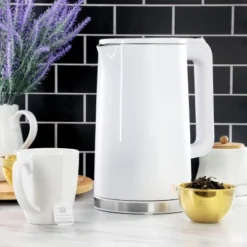 MegaChef 1.7L Double Wall Stainless Steel Electric Tea Kettle White: 90-Day Warranty, 1000W, Hand Wash, Plastic Handle 12 MegaChef 1.7L Double Wall Stainless Steel Electric Tea Kettle White: 90-Day Warranty, 1000W, Hand Wash, Plastic Handle -Household Kettle Shop GUEST 90658e70 bd62 4373 8d5c fb65aeb17428