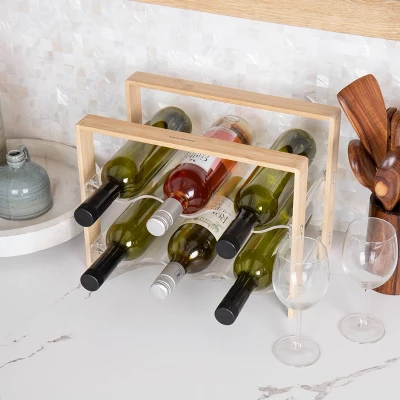 Mind Reader Modern Collection 6 Bottle Bamboo And Acrylic Wine Rack - Brown 6 Mind Reader Modern Collection 6 Bottle Bamboo And Acrylic Wine Rack - Brown - Image 4
