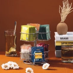 VIDAXL 2-Tier Tea Bag Spinning Carousel Organizer, Revolving Countertop Storage For Pantry, Holds Up To 60 Large Tea Bags, Ideal For Matcha Station -Household Kettle Shop GUEST 91b7d241 4a36 44e6 a7df 14bb6834b208