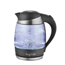 MegaChef 1.8L Electric Tea Kettle - Black: Glass Water Boiler, Hot Pot, Blue Light, 360° Base, Dripless Spout -Household Kettle Shop GUEST 91de6cfc dd4e 4fdf b468 0358112cb819