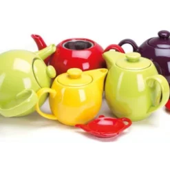 OmniWare 24 Oz Stoneware Teapot With Stainless Steel Mesh Infuser (Teal) - Microwave & Dishwasher Safe, Removable Infuser -Household Kettle Shop GUEST 945df386 78c0 4144 b4a0 bd2366db147d