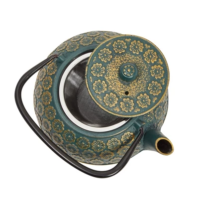 Juvale Cast Iron Floral Teapot Kettle With Stainless Steel Infuser Set, Japanese Tea Pot For Kitchen Pantry, 34 Oz 9 Juvale Cast Iron Floral Teapot Kettle With Stainless Steel Infuser Set, Japanese Tea Pot For Kitchen Pantry, 34 Oz - Image 7
