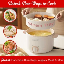 Brentwood 3.2-Qt. Multi-Function Electric Hot Pot Cooker With Food Steamer And Ceramic Non-Stick Coating, White, HPS-3302W -Household Kettle Shop GUEST 9548df7d 0bca 43e2 9182 0c06f5f417d6
