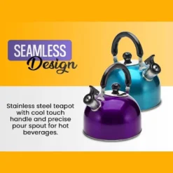 YBM Home Induction Compatible Stainless Steel 3 Liter Stovetop Whistling Tea Kettle With Handle