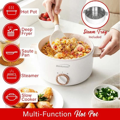 Brentwood 1.6-Qt. Multi-Function Electric Hot Pot Cooker With Stainless Steel Food Steamer And Ceramic Non-Stick Coating, White, HPS-3162W 10 Brentwood 1.6-Qt. Multi-Function Electric Hot Pot Cooker With Stainless Steel Food Steamer And Ceramic Non-Stick Coating, White, HPS-3162W - Image 8