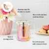 Pinky Up Chas Mini Glass Teapot, Loose Leaf Tea Infuser, Hot Tea Or Iced Tea Maker, Small Teapot, 16 Ounce Loose Leaf Infuser, Iridescent, Set Of 1