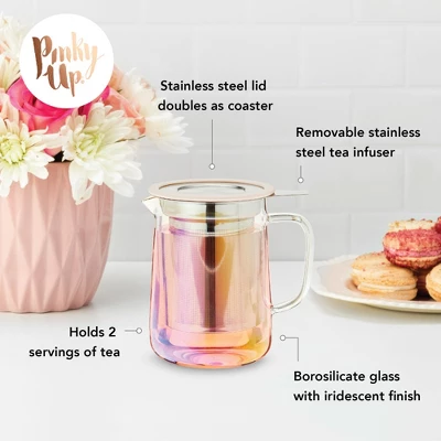 Pinky Up Chas Mini Glass Teapot, Loose Leaf Tea Infuser, Hot Tea Or Iced Tea Maker, Small Teapot, 16 Ounce Loose Leaf Infuser, Iridescent, Set Of 1 3 Pinky Up Chas Mini Glass Teapot, Loose Leaf Tea Infuser, Hot Tea Or Iced Tea Maker, Small Teapot, 16 Ounce Loose Leaf Infuser, Iridescent, Set Of 1