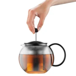 Bodum 34oz Assam Tea Press With Stainless Steel Filter: Glass Teapot & Infuser, Dishwasher-Safe, Black Handle -Household Kettle Shop GUEST 9d280635 bbc0 4be7 83b7 c00e0ce00c47