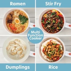 Multi Function Hot Pot Cooker 1.5L- Electric 3 In 1 Nonstick Machine Acts As Ricer Cooker, Dumpling Steamer Or Stir Fry Maker- Mini Portable For Rapid