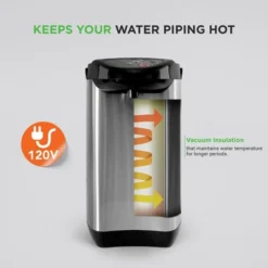 NutriChef 3.38 QT Insulated Stainless Steel Hot Water Urn Pot -Household Kettle Shop GUEST 9e5991a8 98ea 4b44 8f79 931e580c9451