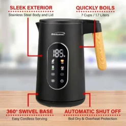 Brentwood 1,100-Watt 1.7-L Cordless Cool-Touch Digital Electric Kettle With Stainless Steel Interior, KT-2014DBK In Black -Household Kettle Shop GUEST 9f1384ff 9e1e 49b6 a20a 52f7b12ad288
