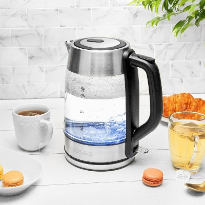 Aroma 1.7L Glass Electric Kettle: Stainless Steel Lid, Automatic Shut-Off, Ergonomic Handle, 1500W, Clear 11 Aroma 1.7L Glass Electric Kettle: Stainless Steel Lid, Automatic Shut-Off, Ergonomic Handle, 1500W, Clear - Image 9